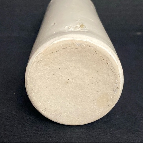 Vtg Stoneware Art Pottery Bottle Vase Vessel Gray/Beige Marked - Picture 4 of 4